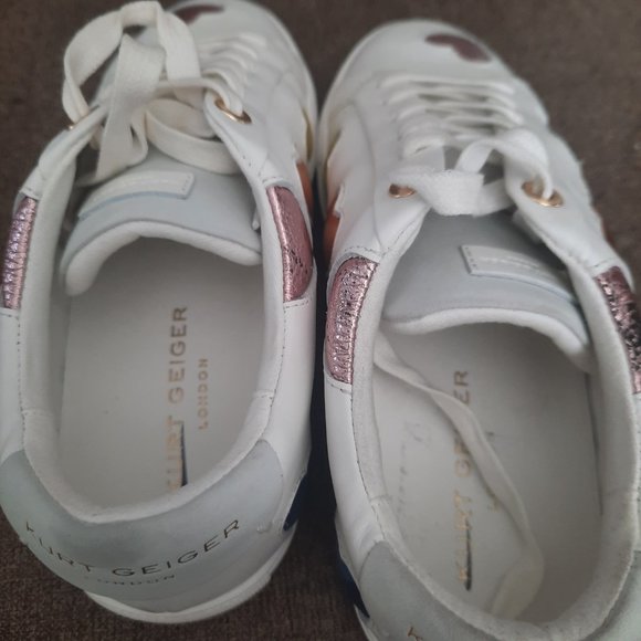 KURT GEIGER LANE sneakers in WHITE LEATHER with RAINBOW HEART size 8 - Picture 5 of 10